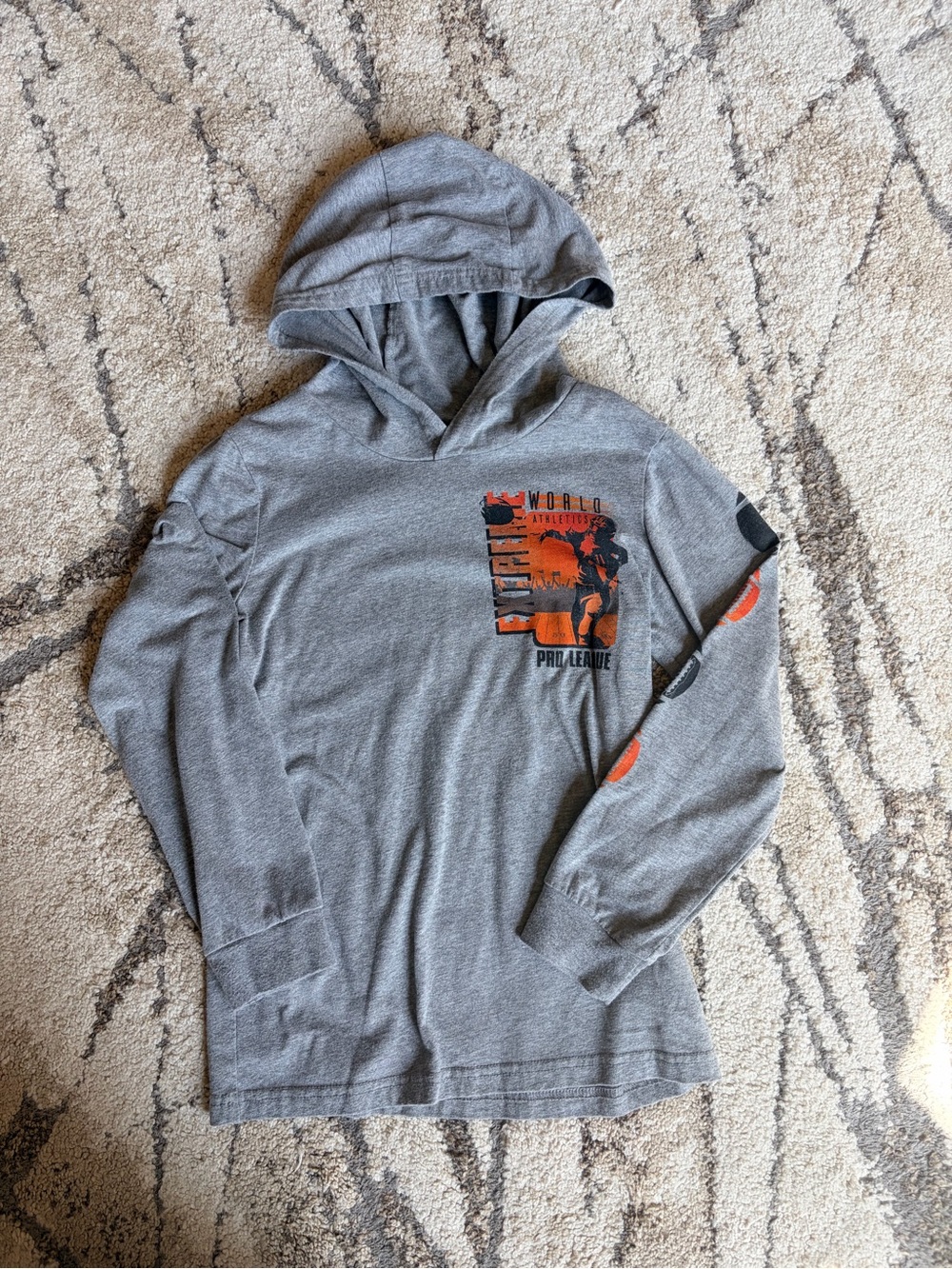 Carter's Gray Hooded Long Sleeve Tee with Football Graphic